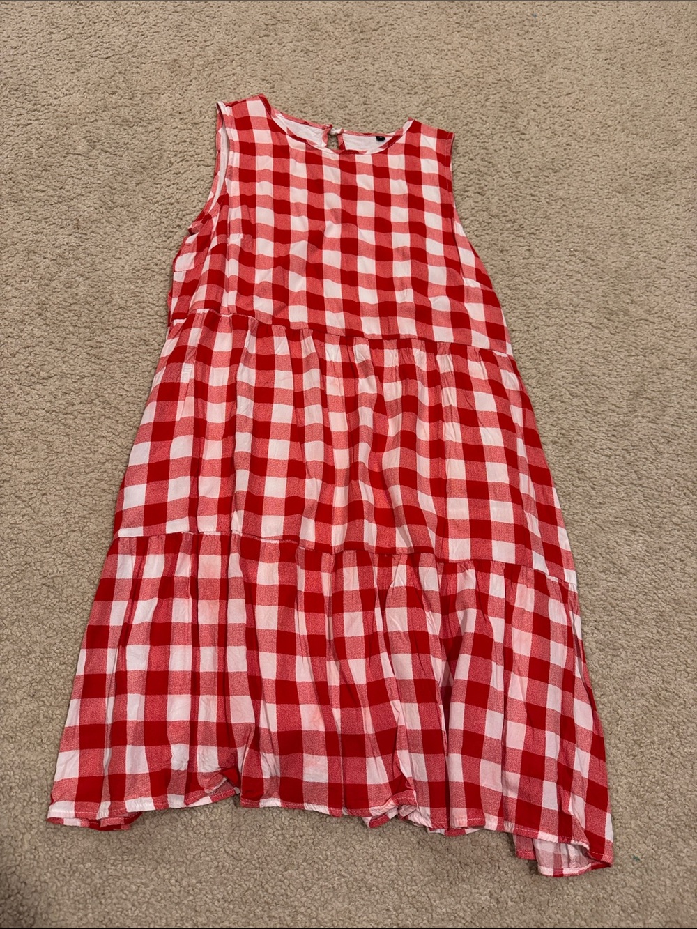 *Red and White Gingham Tiered Dress